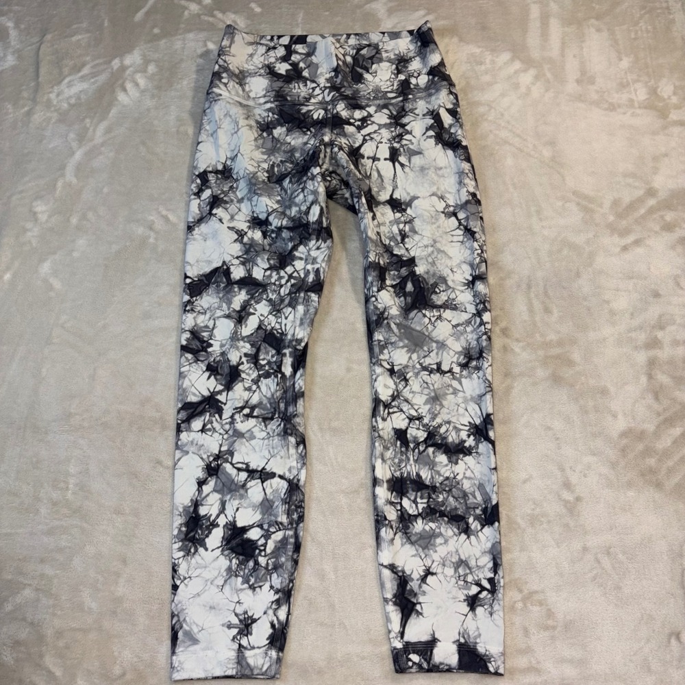 Lululemon Wunder Under Hi-Rise 7/8 Tight Dual Shibori Luxtreme 25" Grey White 6